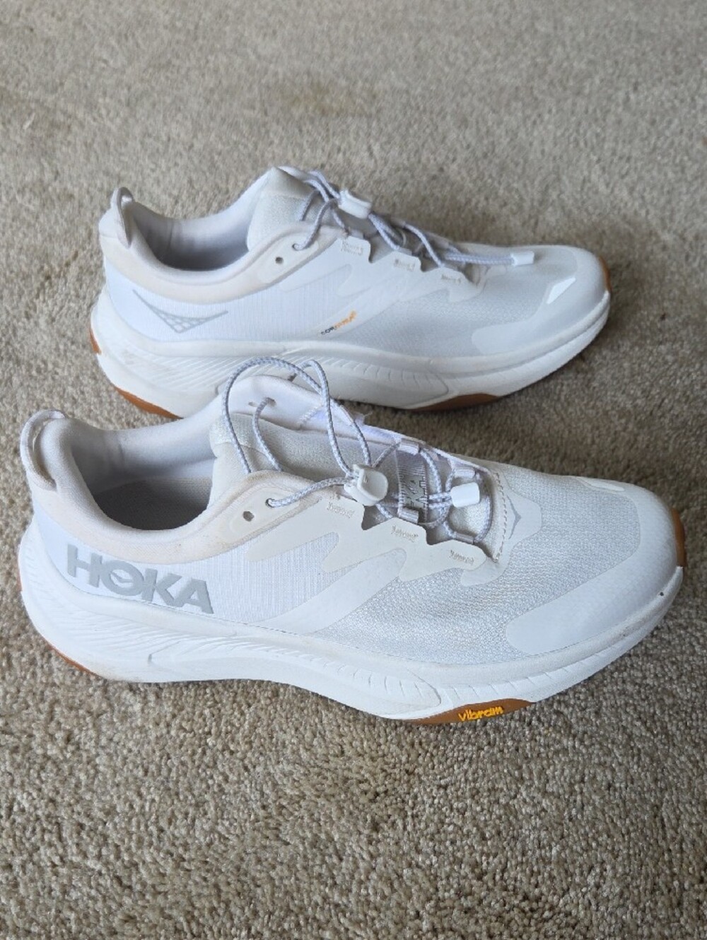Hoka Women's White Athletic Running Shoes with Orange Accents - Picture 2 of 6